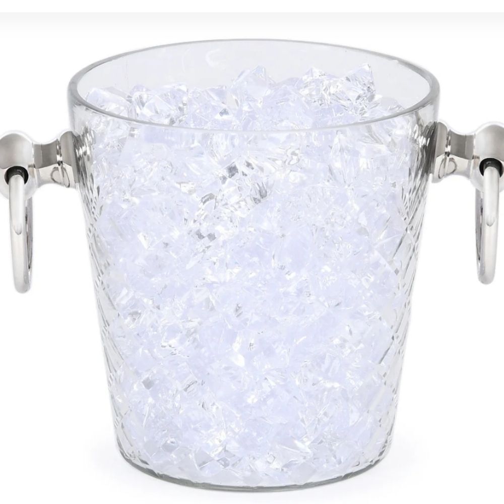 Beekman Home Diamond Cut Embossed Transparent Ice Bucket